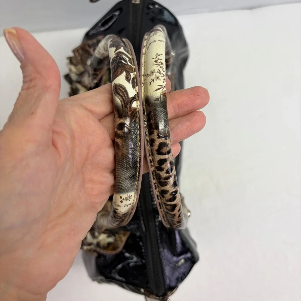 Y2K Satchel Bag Womens Large Leopard Floral Patent Ruffles Studded McBling Bratz